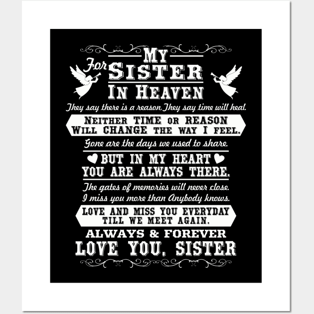 In Loving Memory of Sister, Sister in Heaven Wall Art by The Printee Co